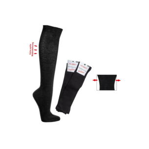 Brede sorte knæstrømper / 2 eller 6 par / Spar 20 % ved køb af 6 par